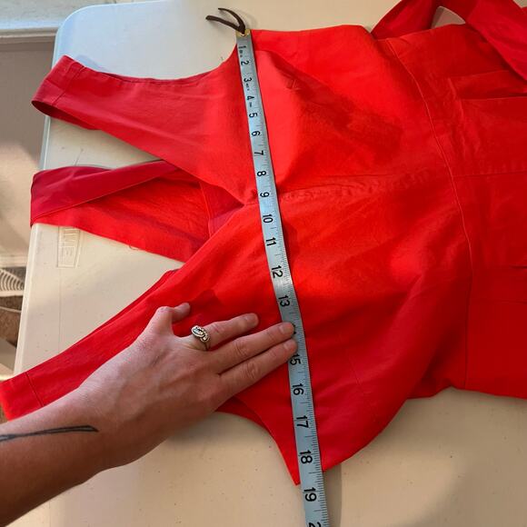J. Crew Red Wrap Bow Tie Wide Leg Cropped Sleeveless Jumpsuit Size 6 - Picture 9 of 16
